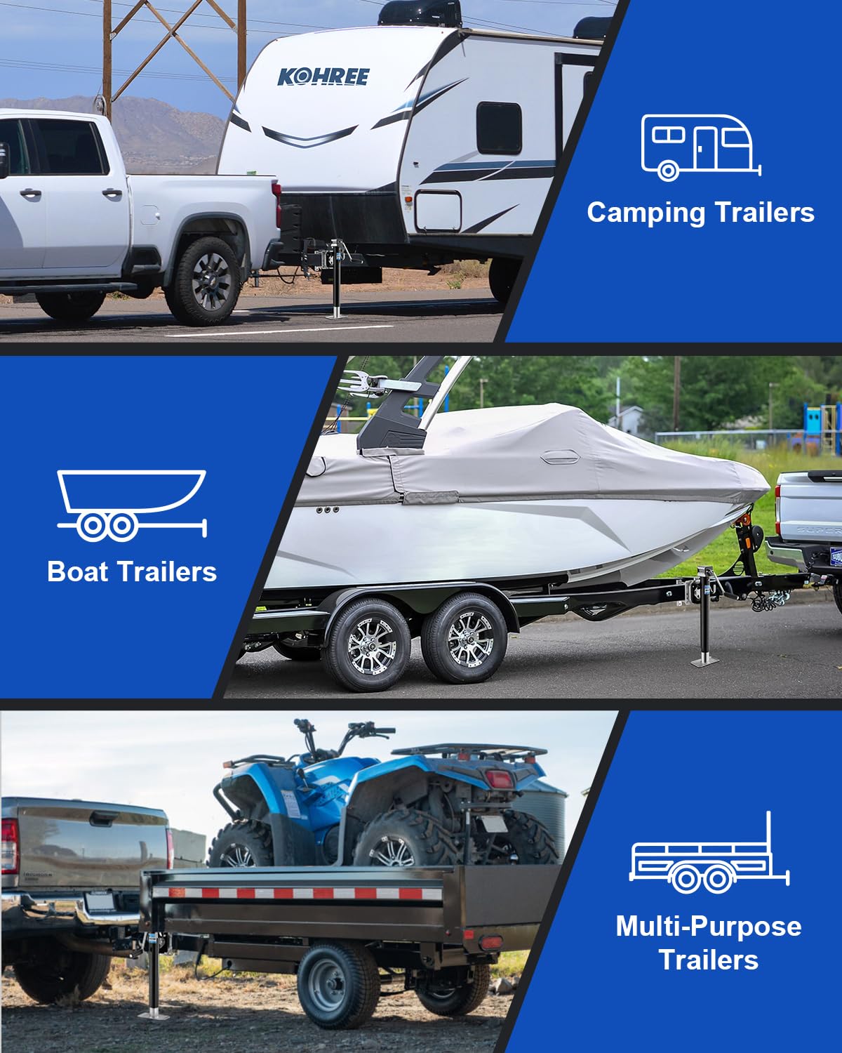 Kohree mounted on trailer in travel scene showing secure support and readiness