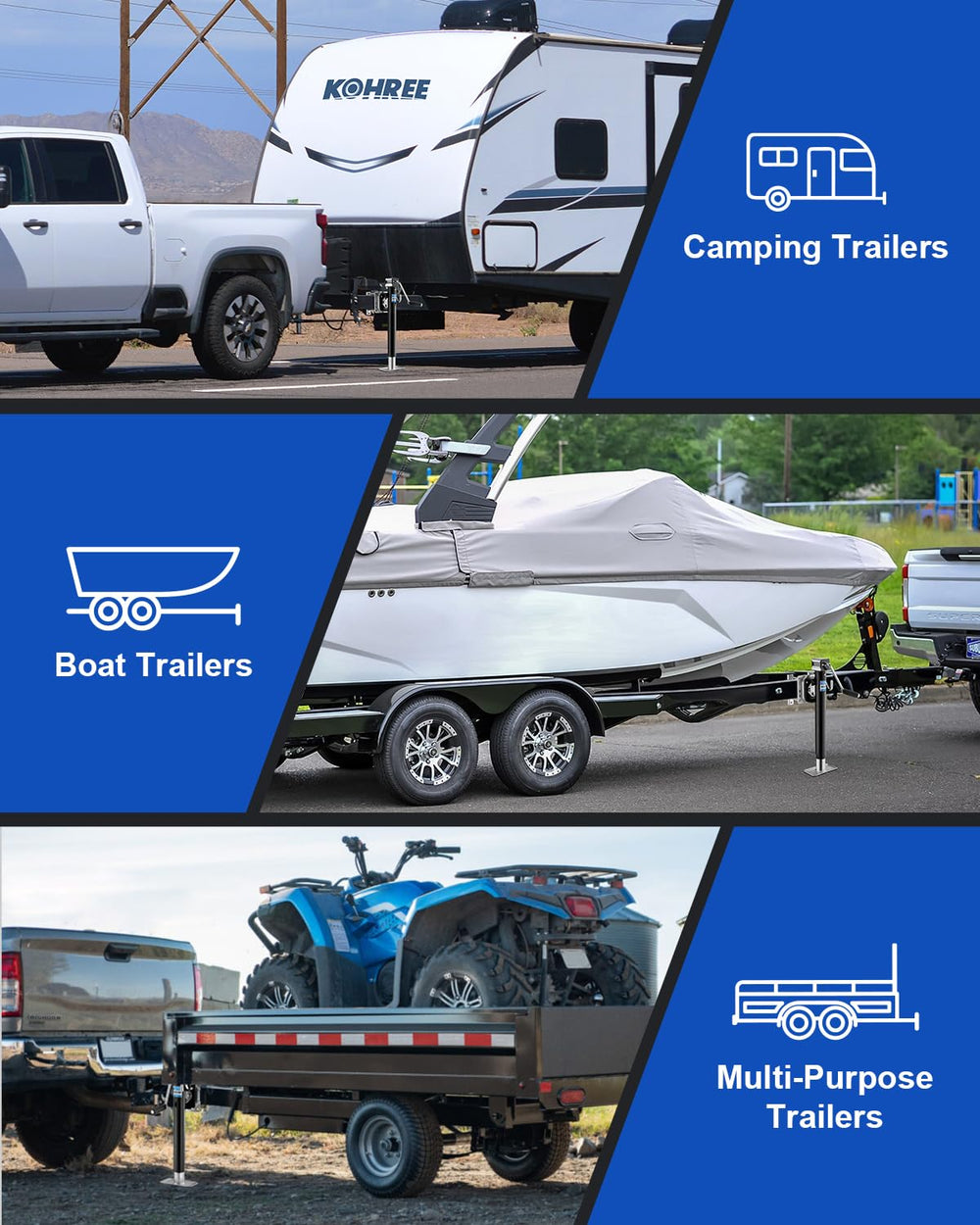 Kohree mounted on trailer in travel scene showing secure support and readiness