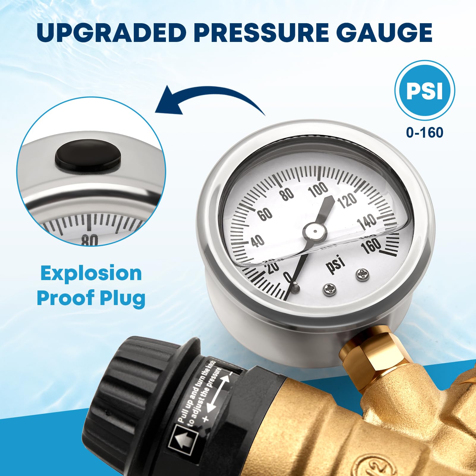 Kohree regulator installed on an RV spigot preventing high-pressure spikes during hookup
