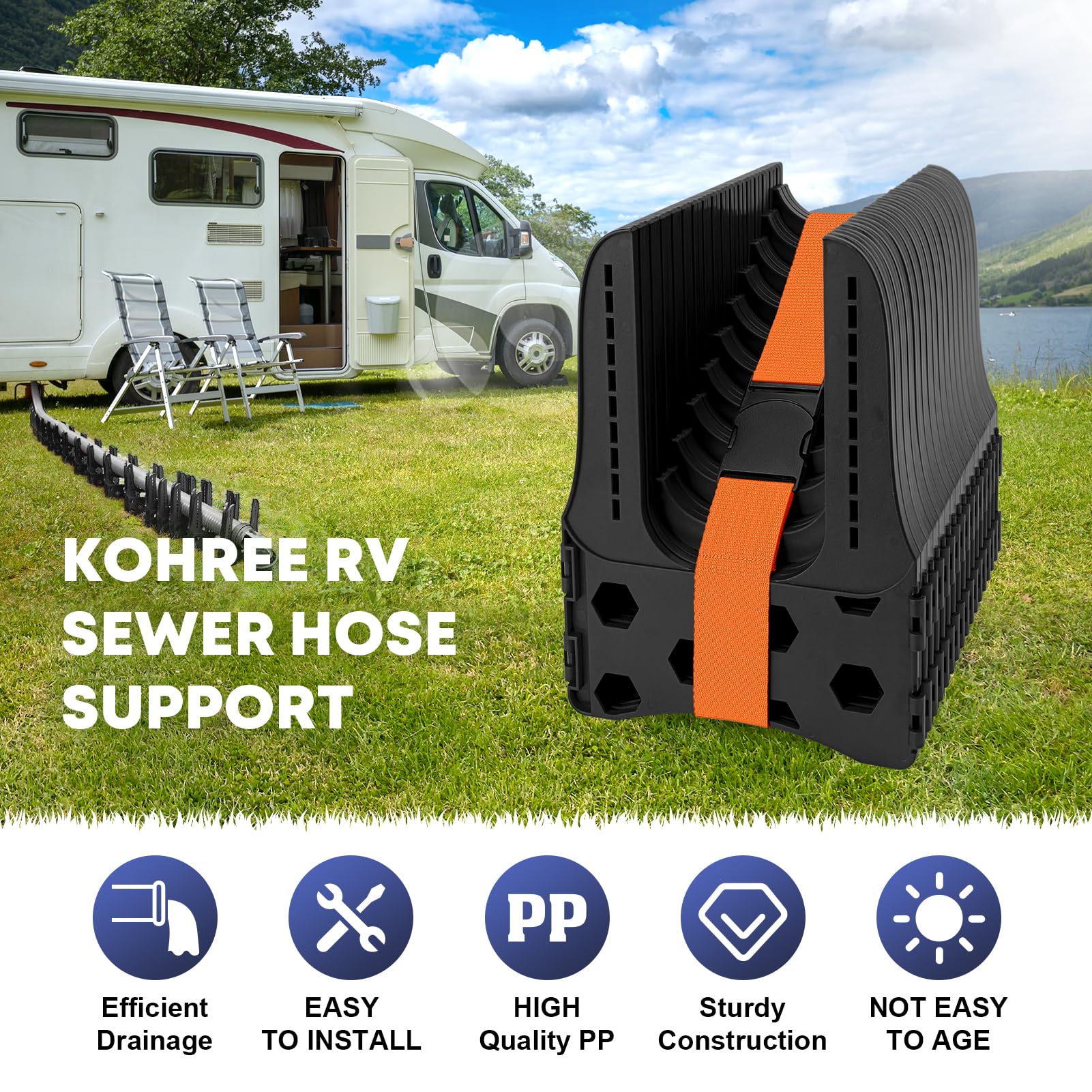 Kohree scale comparison with RV hose demonstrating 15-foot fit