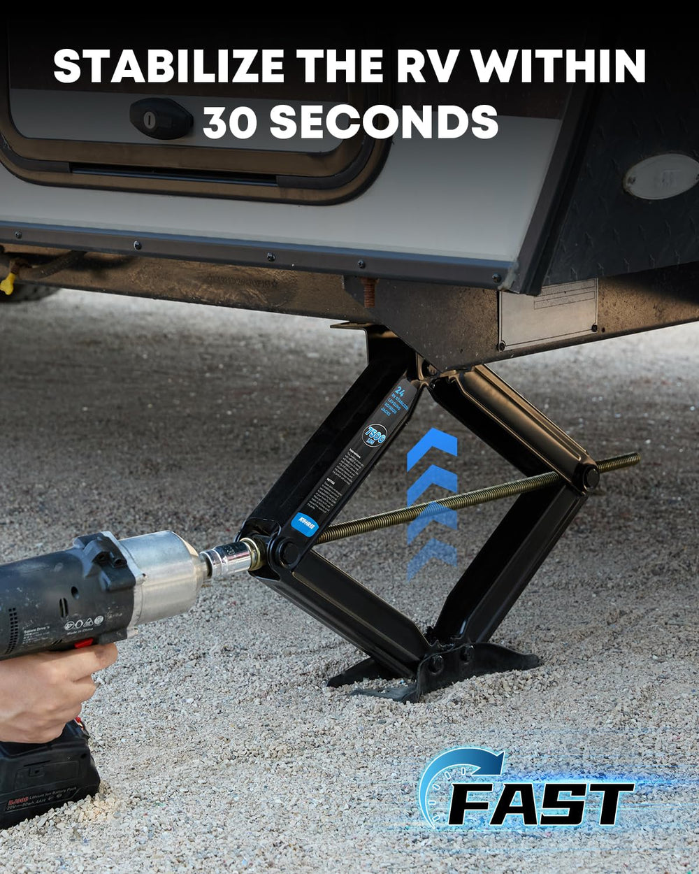 Kohree fully extended 24-inch jack demonstrating maximum lift