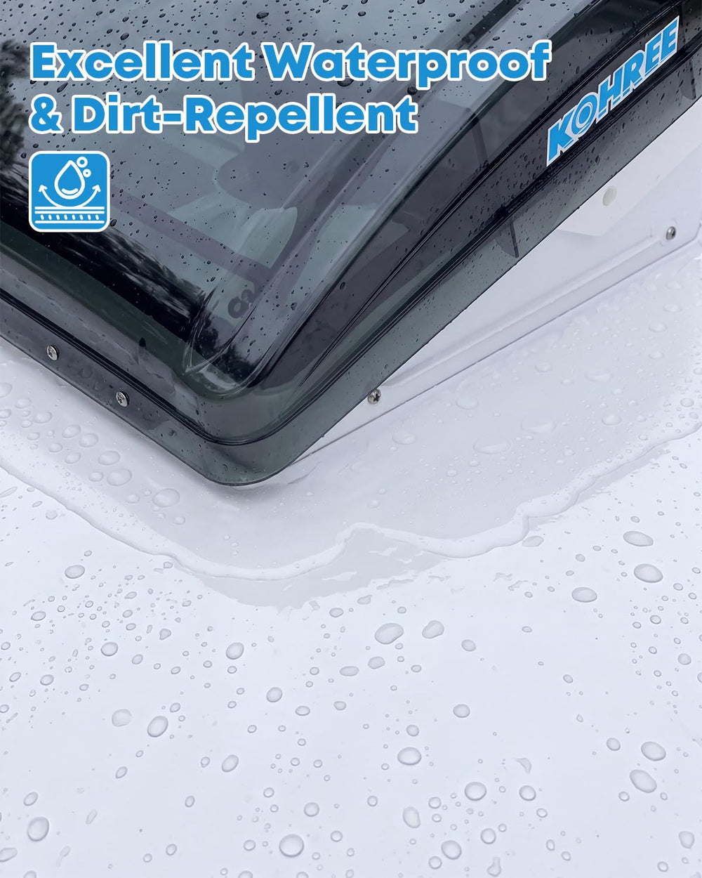Kohree applied along an RV roof seam creating a waterproof adhesive seal
