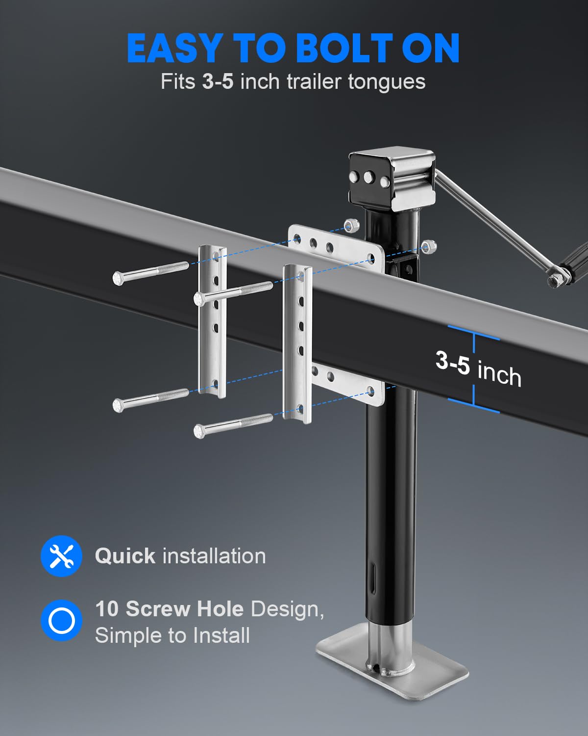 Kohree swivel stowed position on trailer tongue saving clearance while towing