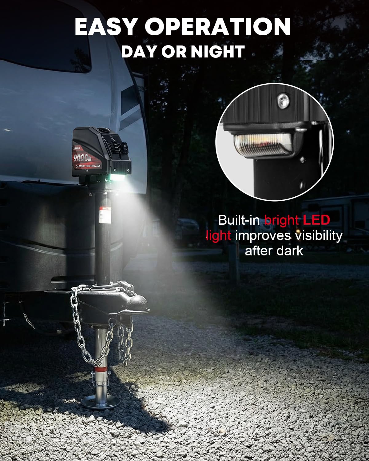 Kohree 12V wiring and connector detail for easy RV battery hookup