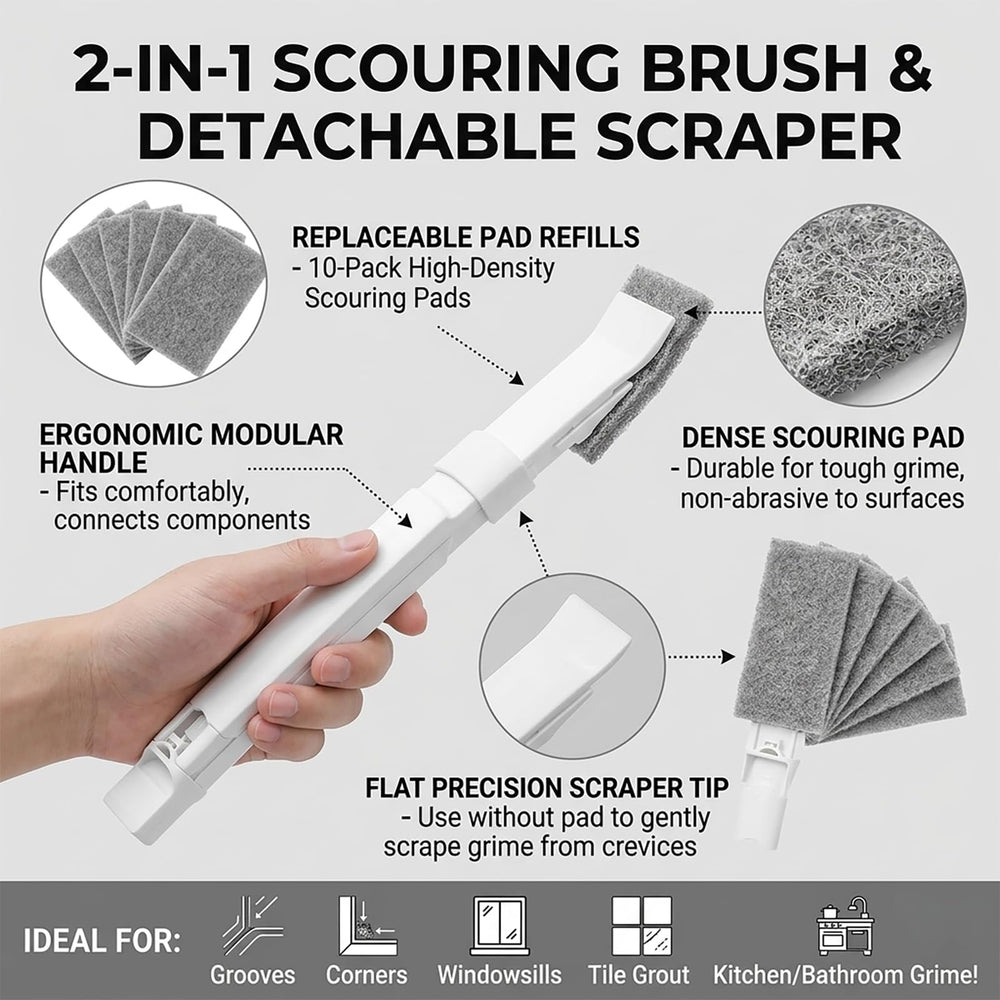 KOISHU crevice scrubber with pad attached for tough grime removal