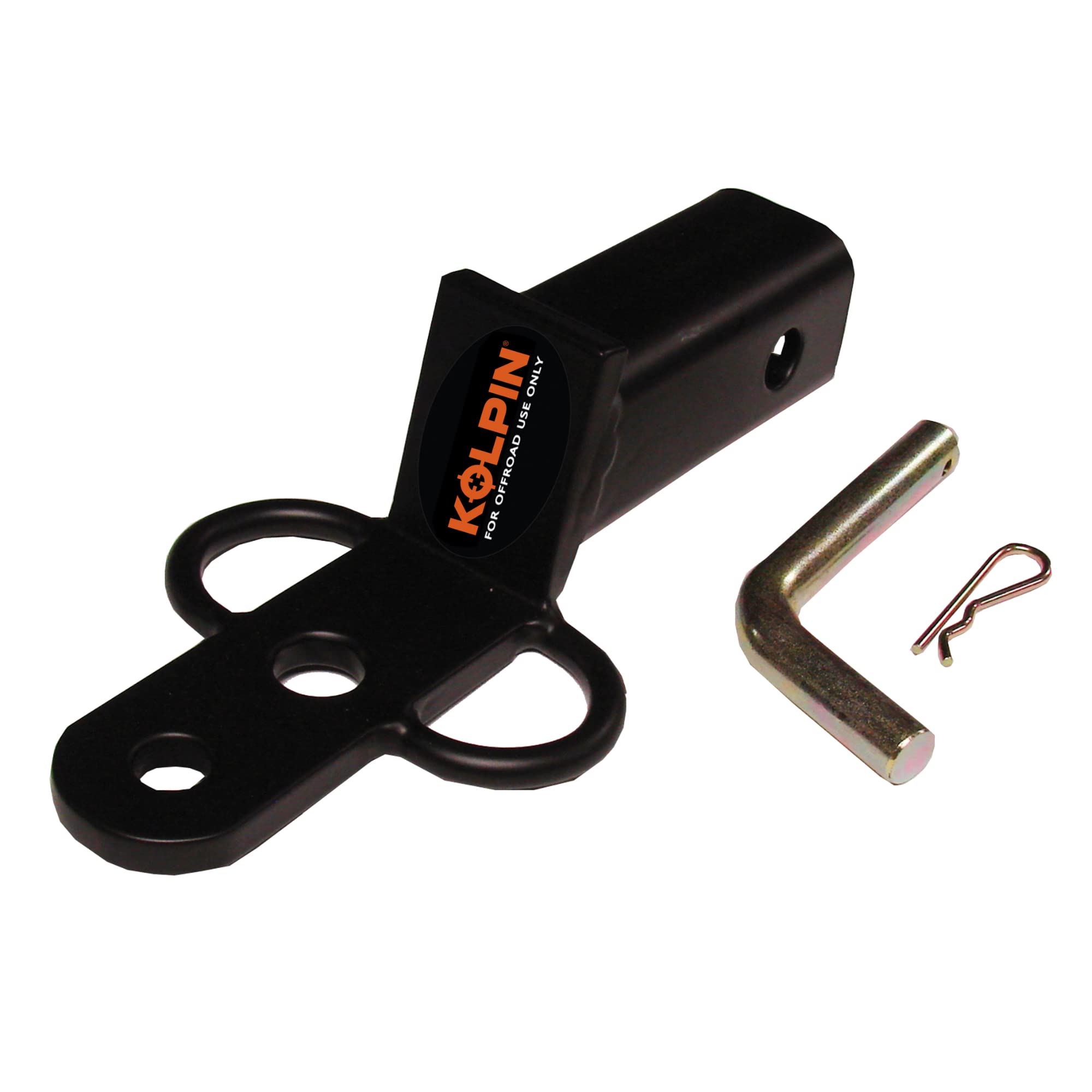 Kolpin 3-Way Hitch front profile showing solid drawbar and ball hole, durable towing
