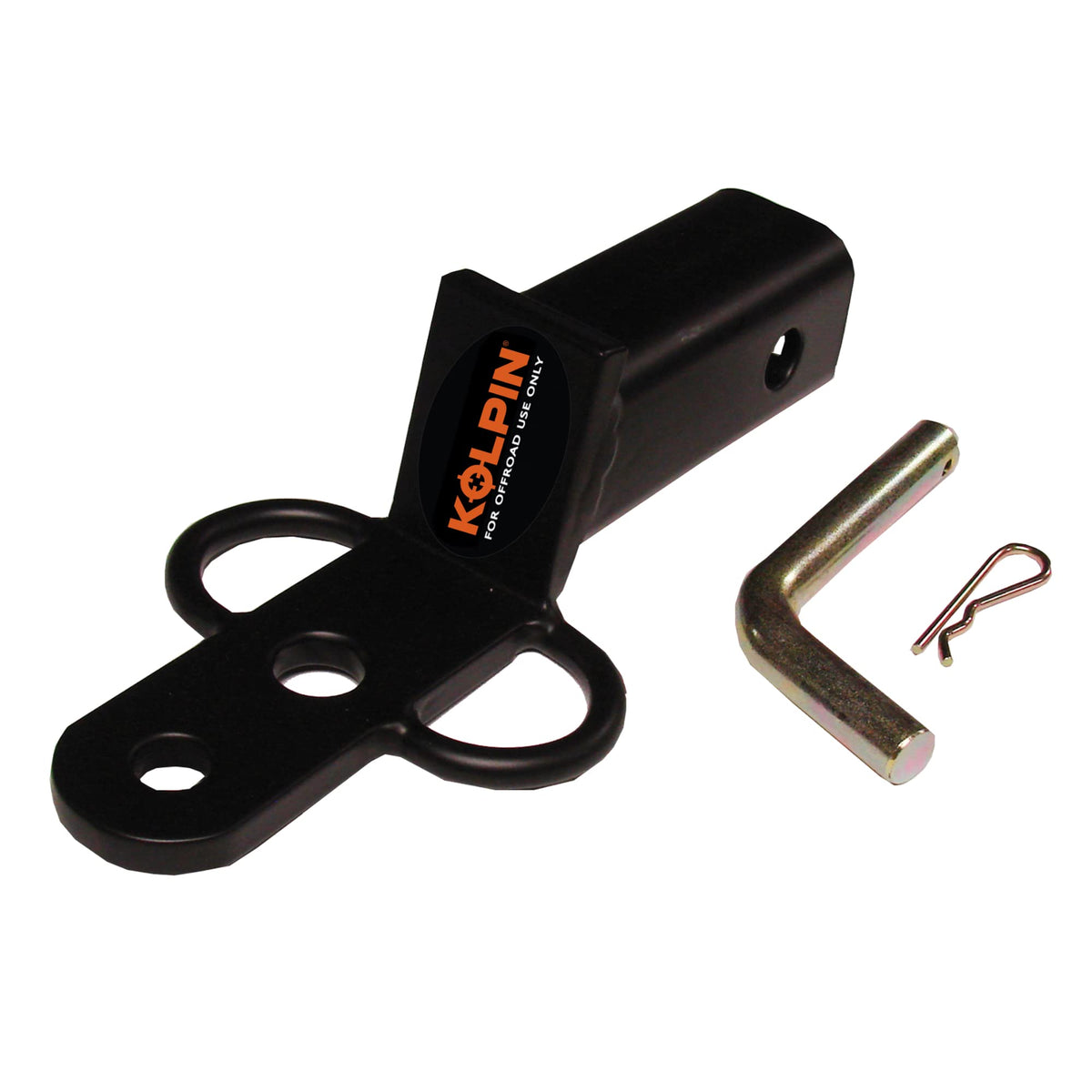 Kolpin 3-Way Hitch front profile showing solid drawbar and ball hole, durable towing