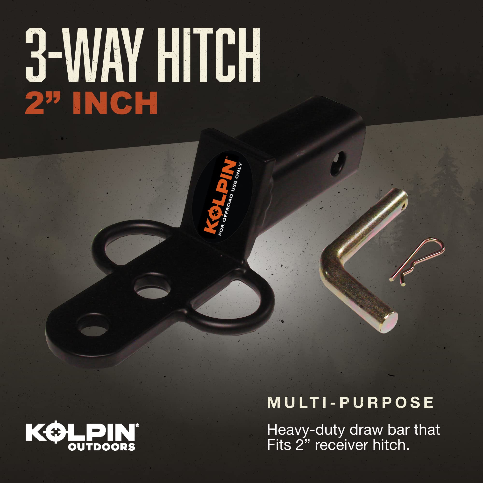 Kolpin 3-Way Hitch close-up of side loops and welds, secure strap attachment