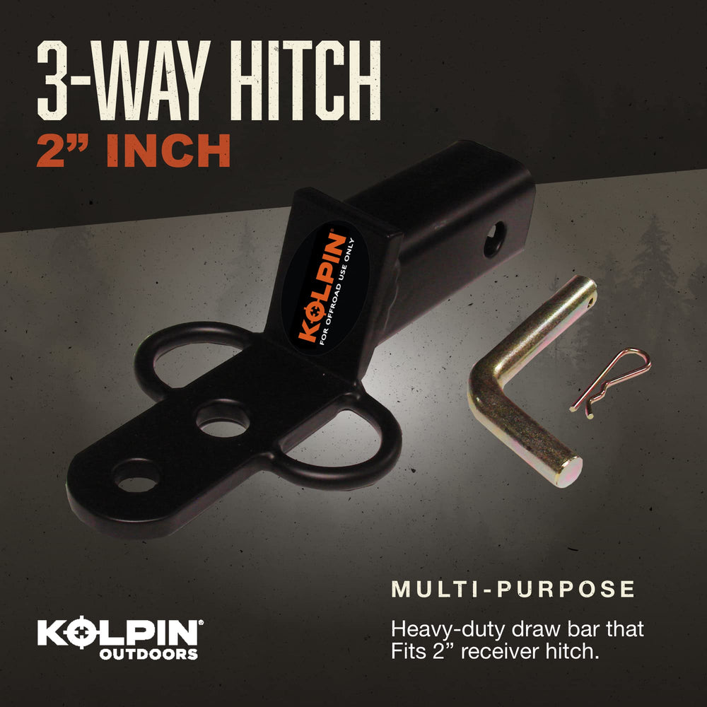 Kolpin 3-Way Hitch close-up of side loops and welds, secure strap attachment