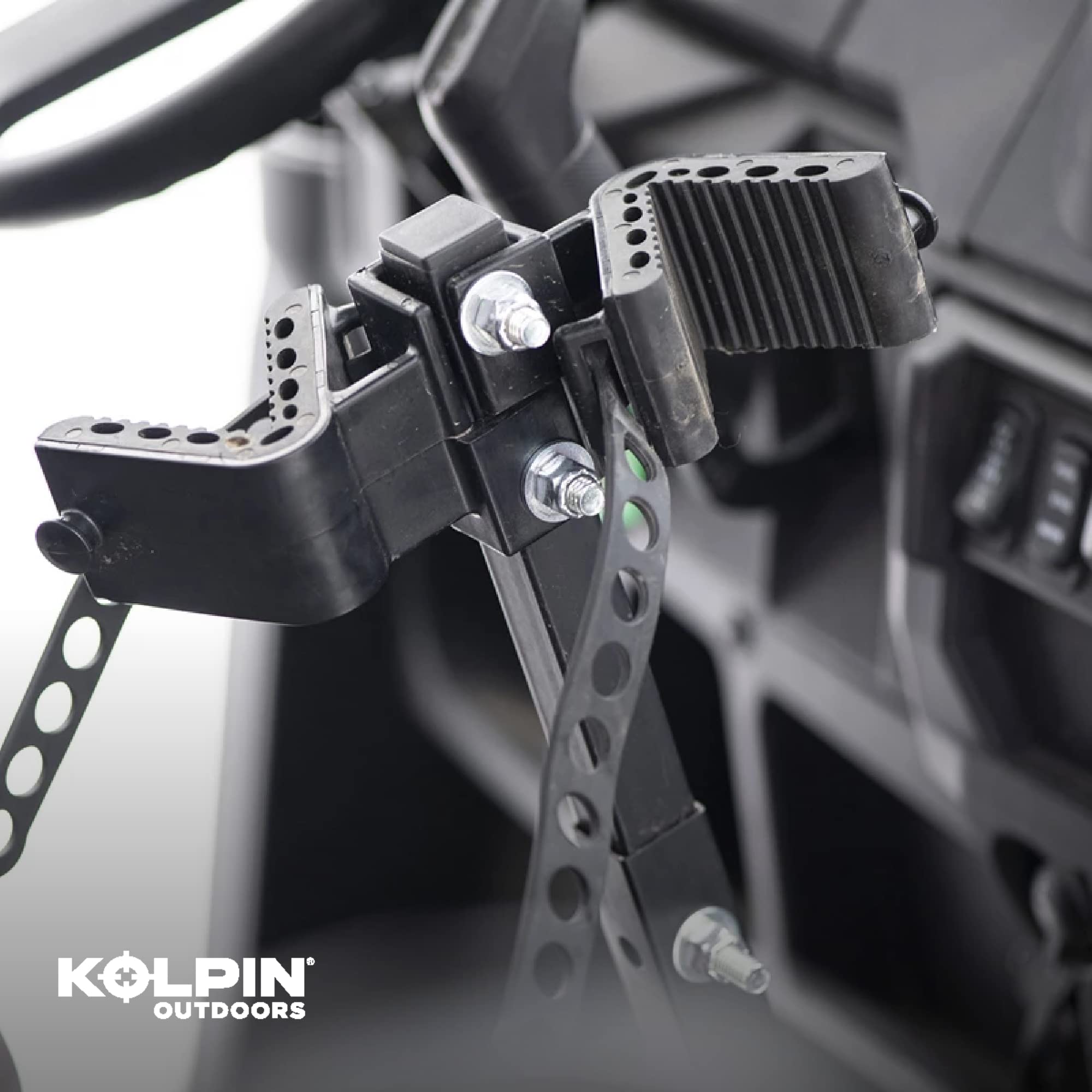 Kolpin mounted in hunting vehicle illustrating organized transport benefit