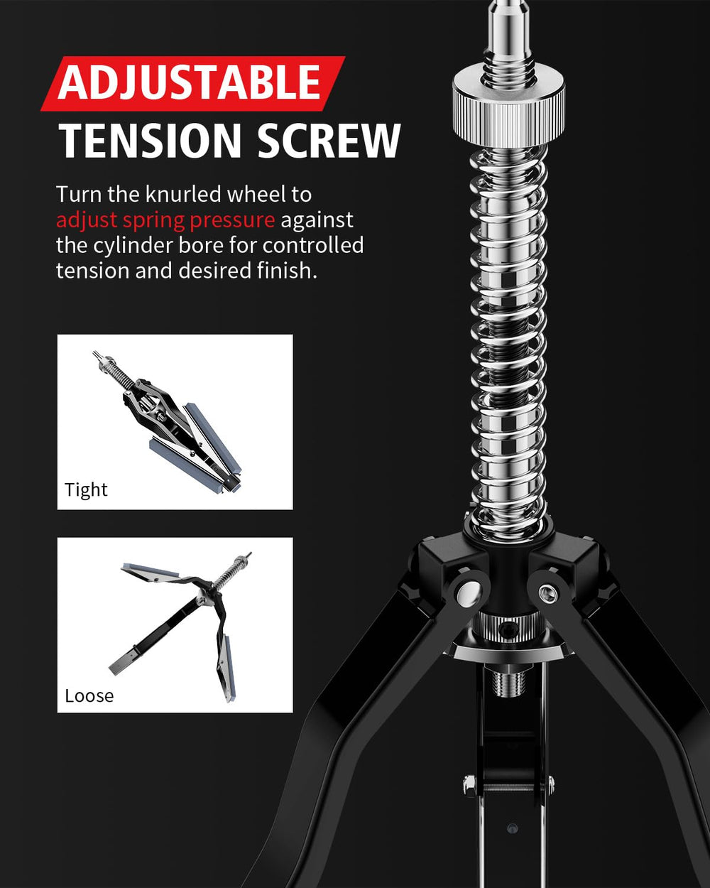 Kolvoii 2" hone flexible shaft detail demonstrating easy alignment in bores