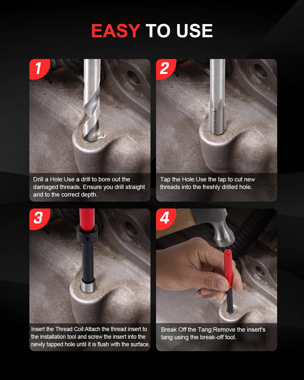 Kolvoii installation driver with rubber grip for comfortable, controlled insert placement