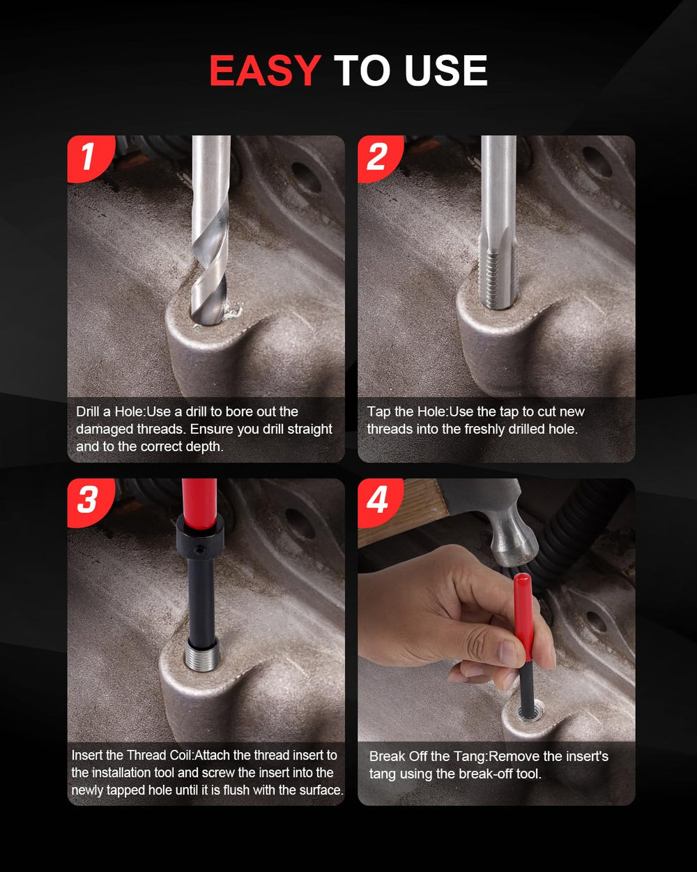 Kolvoii installation driver with rubber grip for comfortable, controlled insert placement