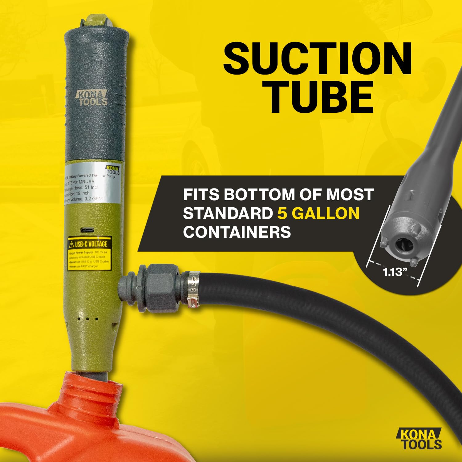 KONA TOOLS pump transferring fuel into an ATV tank for fast refilling
