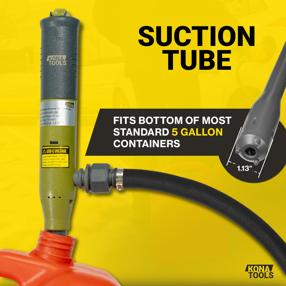 KONA TOOLS pump transferring fuel into an ATV tank for fast refilling