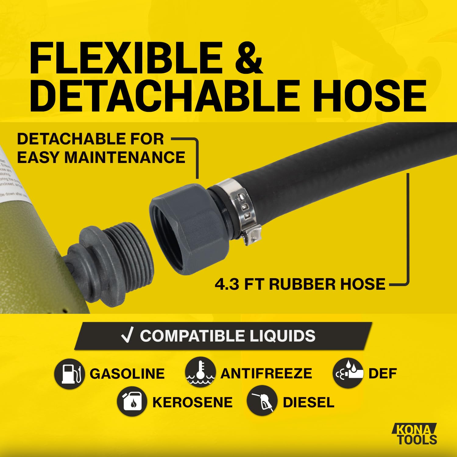 KONA TOOLS battery compartment and included USB cable showing dual power options