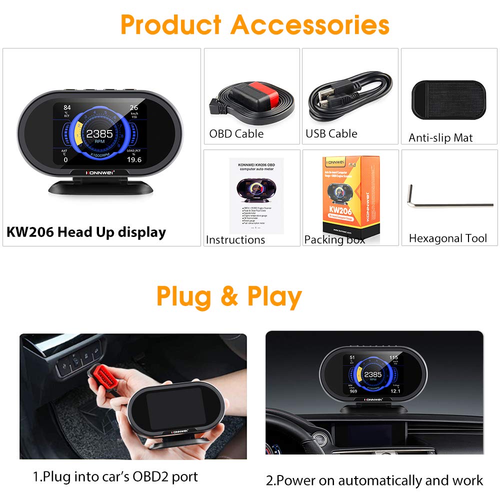 KONNWEI KW206 lifestyle shot on dashboard improving visibility and safety