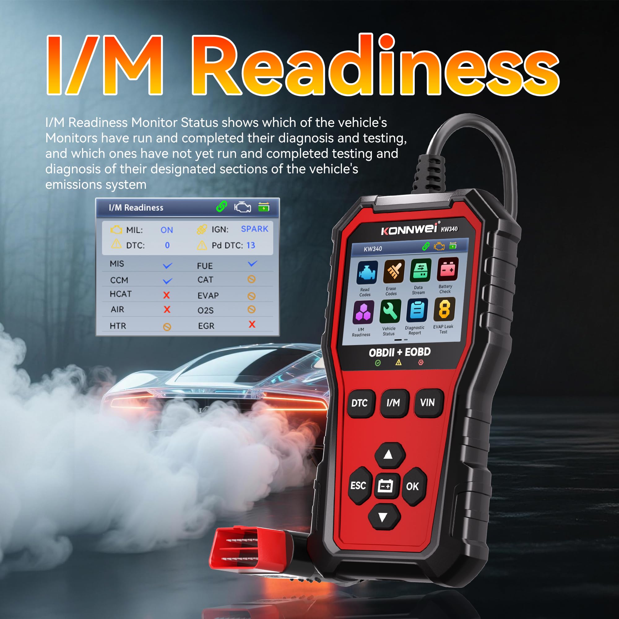 KONNWEI KW340 live data stream on screen for real-time monitoring