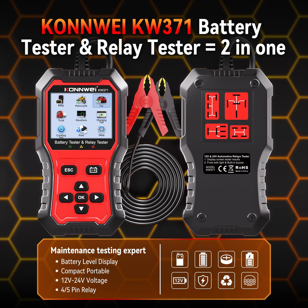 KONNWEI KW371 heavy-duty alligator clips and cables for secure battery connection