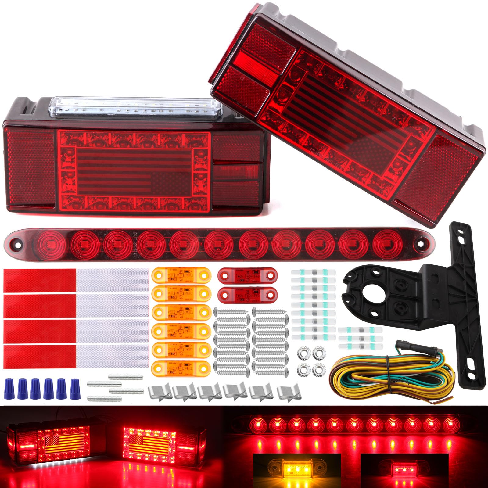 Konrali front view of rectangular taillights showing LED pattern and durable housing