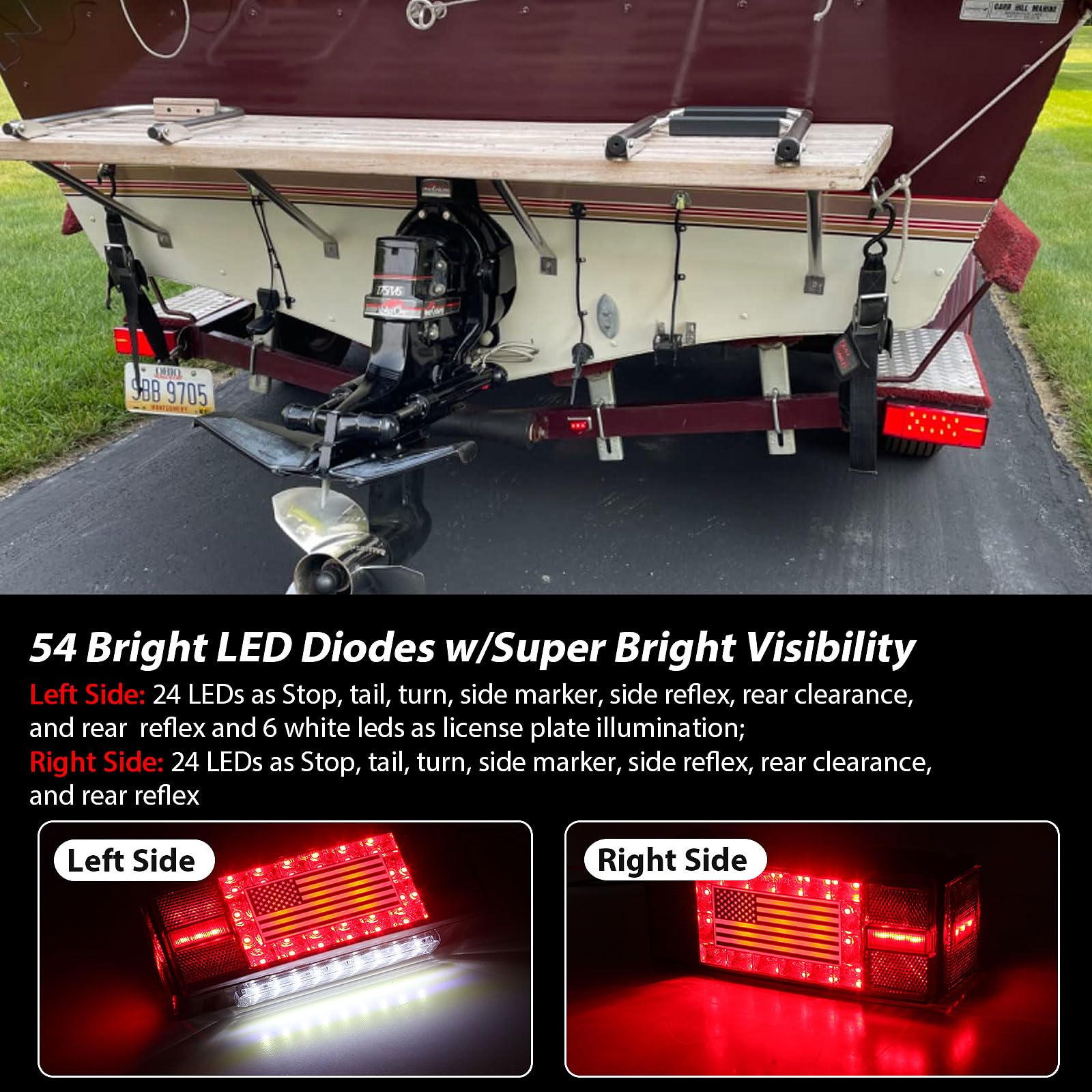 Konrali trailer lights installed on boat trailer demonstrating submersible reliability