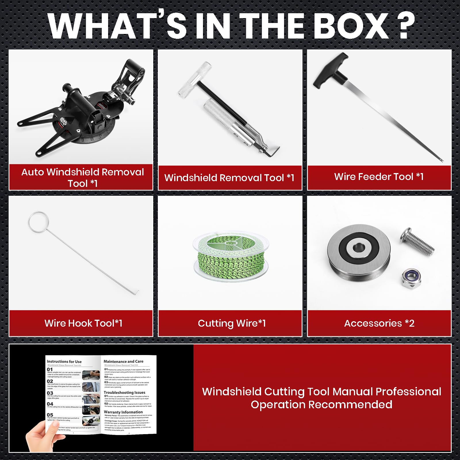 konzition kit components scale comparison showing included parts and size reference