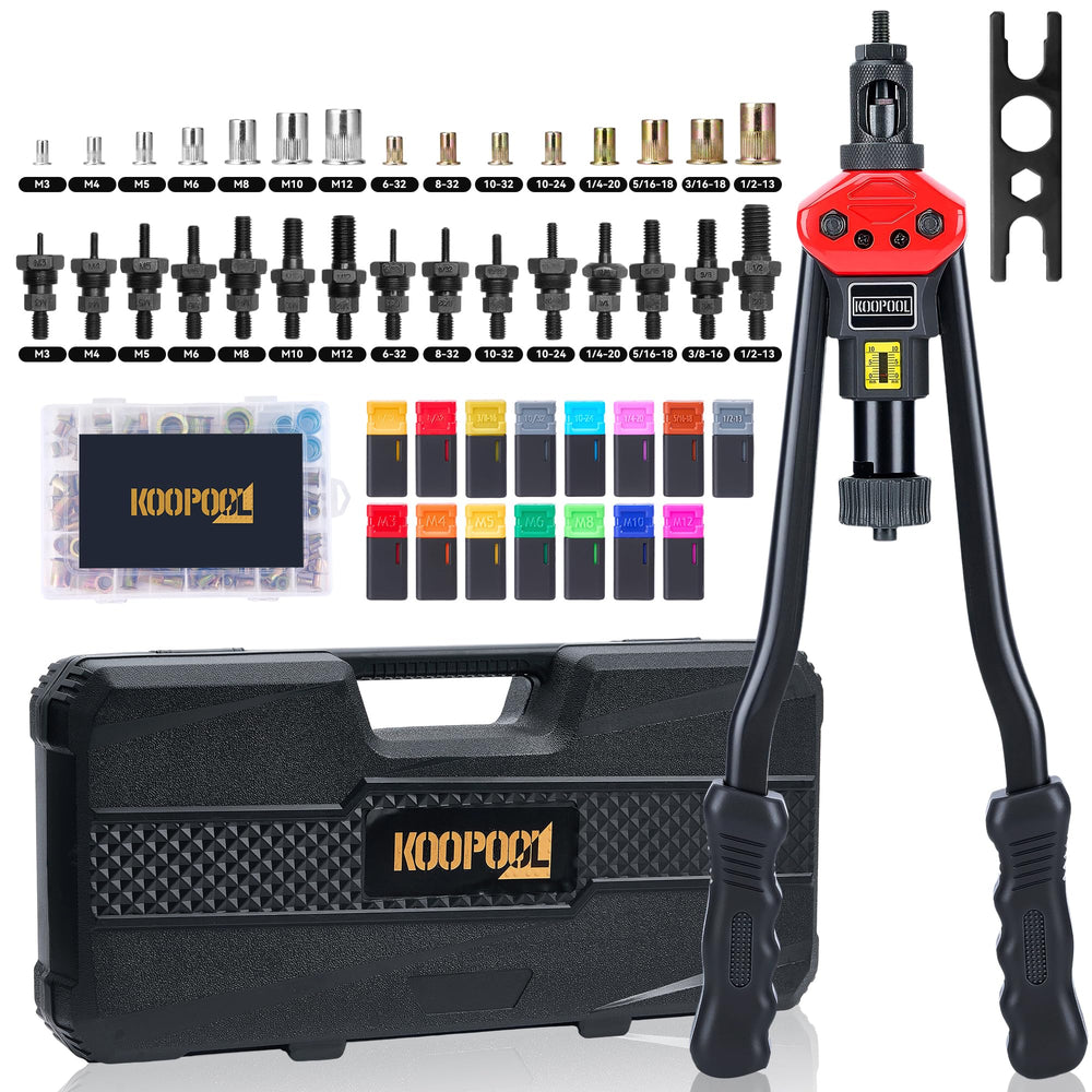 KOOPOOL 16" rivet nut tool front view showing robust build and ready-to-use benefits