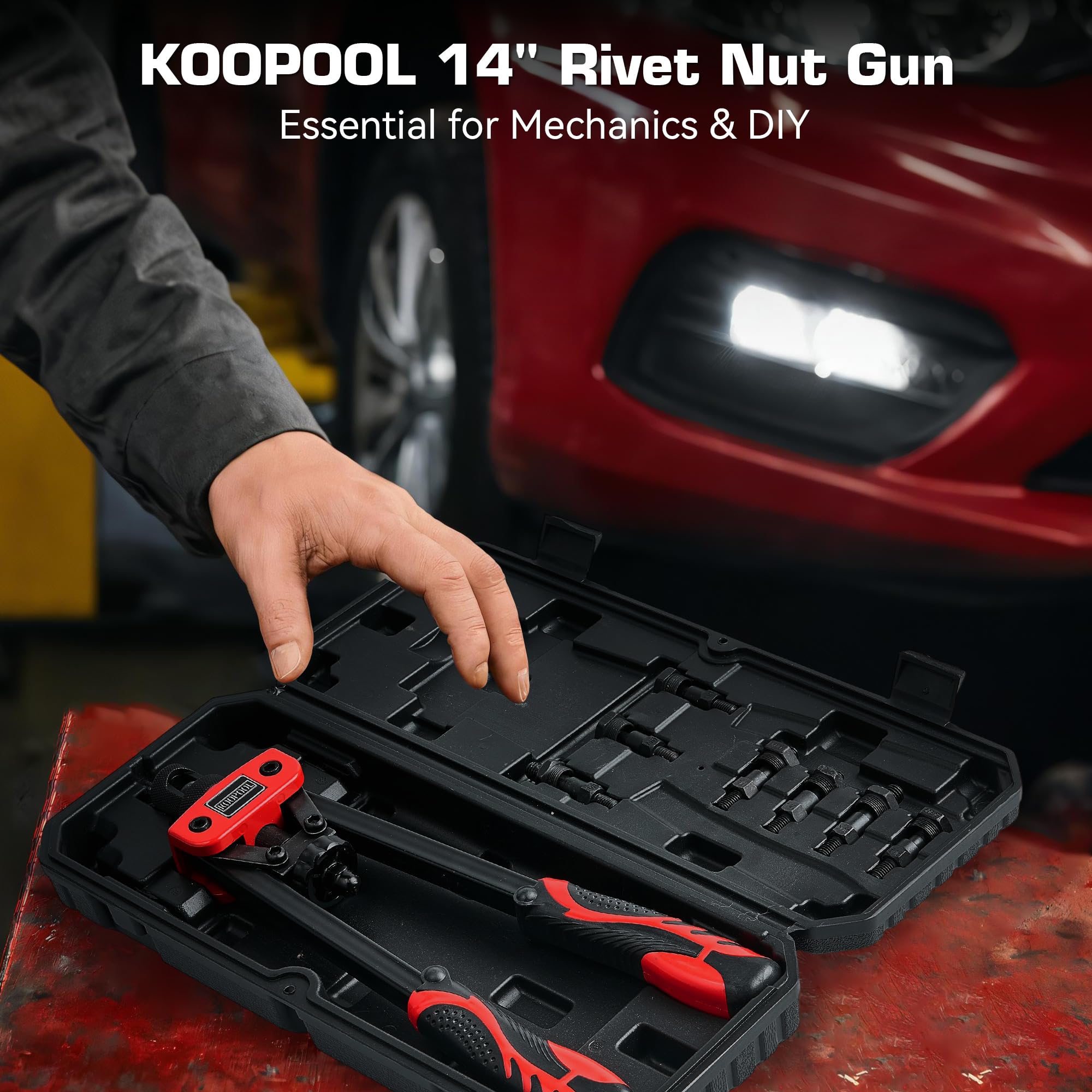KOOPOOL blow‑molded case closed for secure transport and neat storage