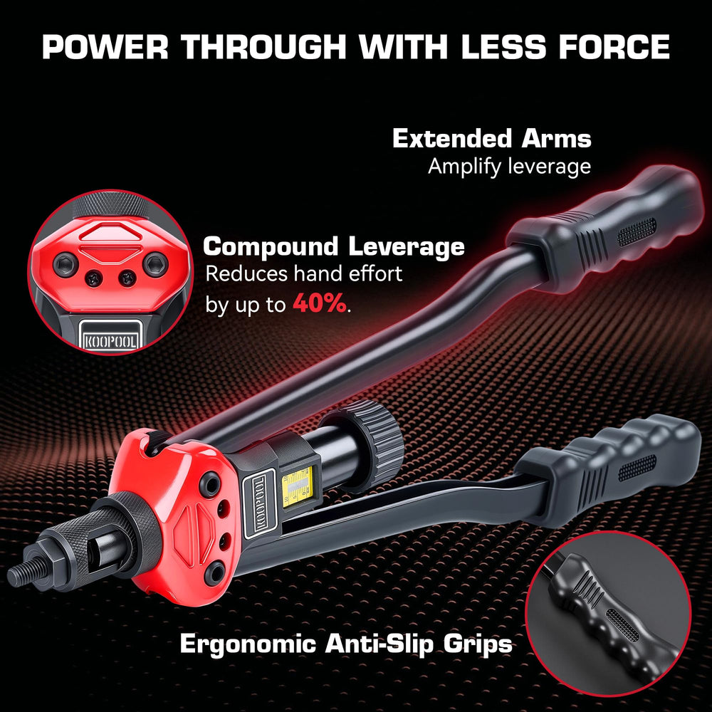 KOOPOOL long 16" handles demonstrating reduced effort and better leverage