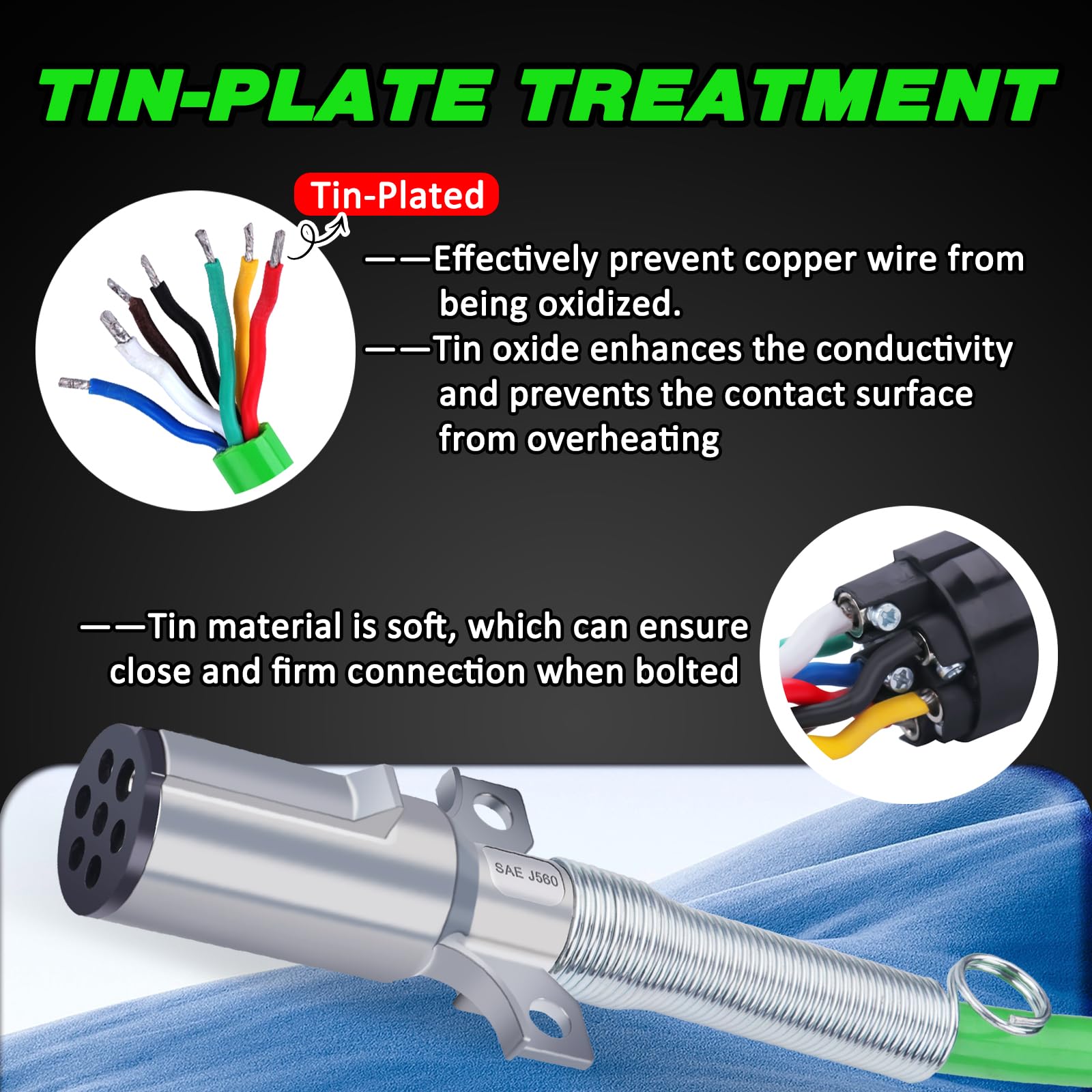 KOOTANS spring reinforced end displaying strain relief protection