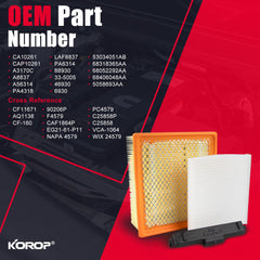 KOROP cabin air filter front view illustrating particle-trapping benefit for occupants