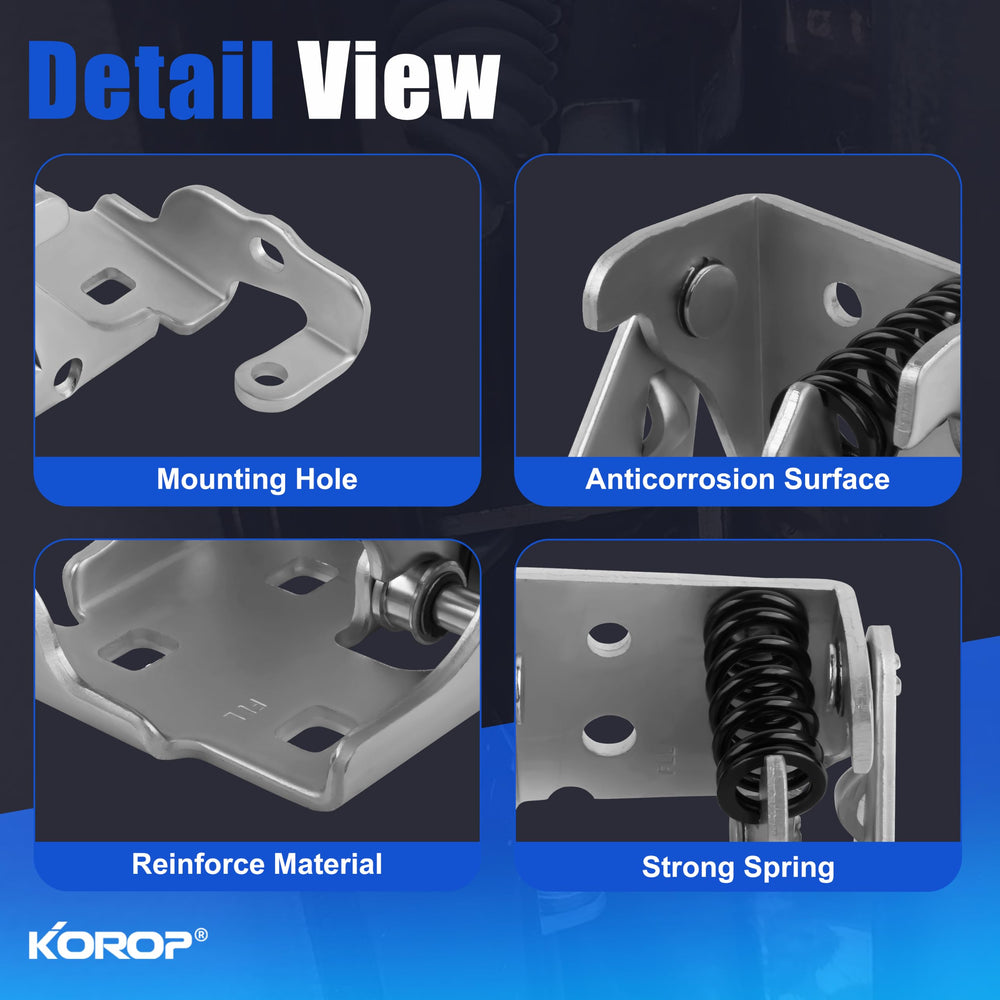 KOROP hinge installed on driver door demonstrating proper door alignment benefit