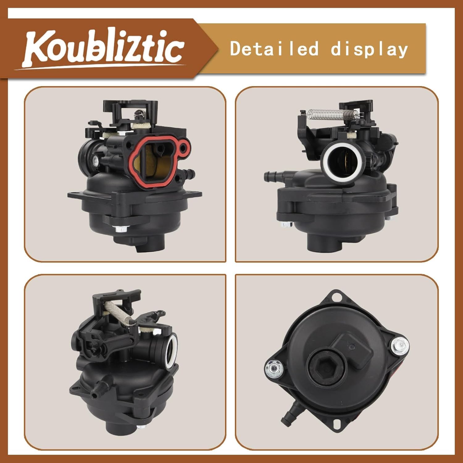 Koubliztic carburetor next to a coin for size comparison and scale