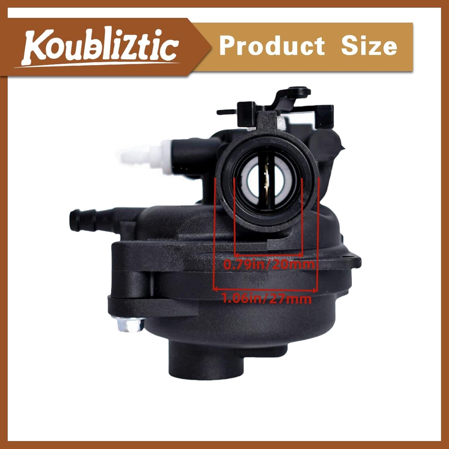 Koubliztic carburetor installed on Bolens mower illustrating precise fit and reliability