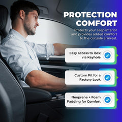 Koverz installed in Jeep cabin demonstrating improved armrest comfort
