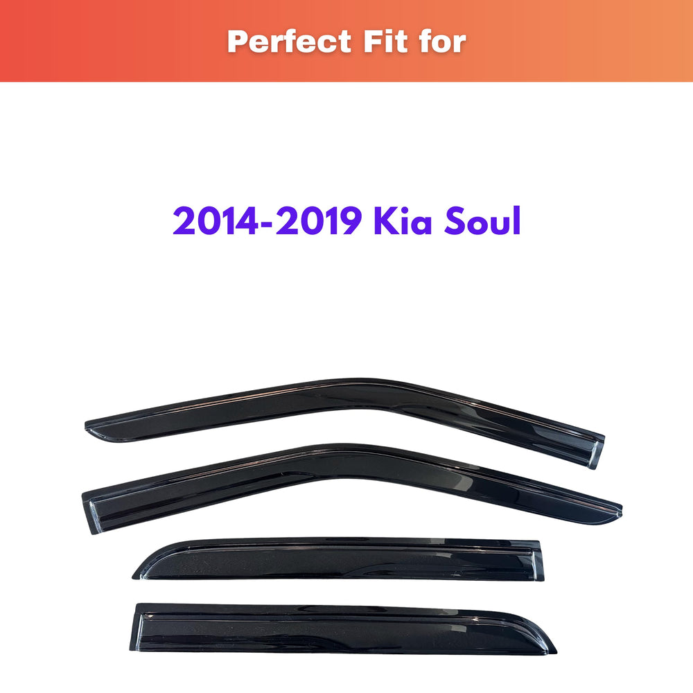 KPY rear door visor installed on Kia Soul showcasing coverage
