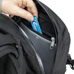Kriega side zip pocket open displaying quick access for tools and goggles