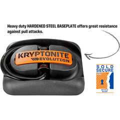 Kryptonite closeup of 14mm hardened shackle highlighting cut resistance benefit