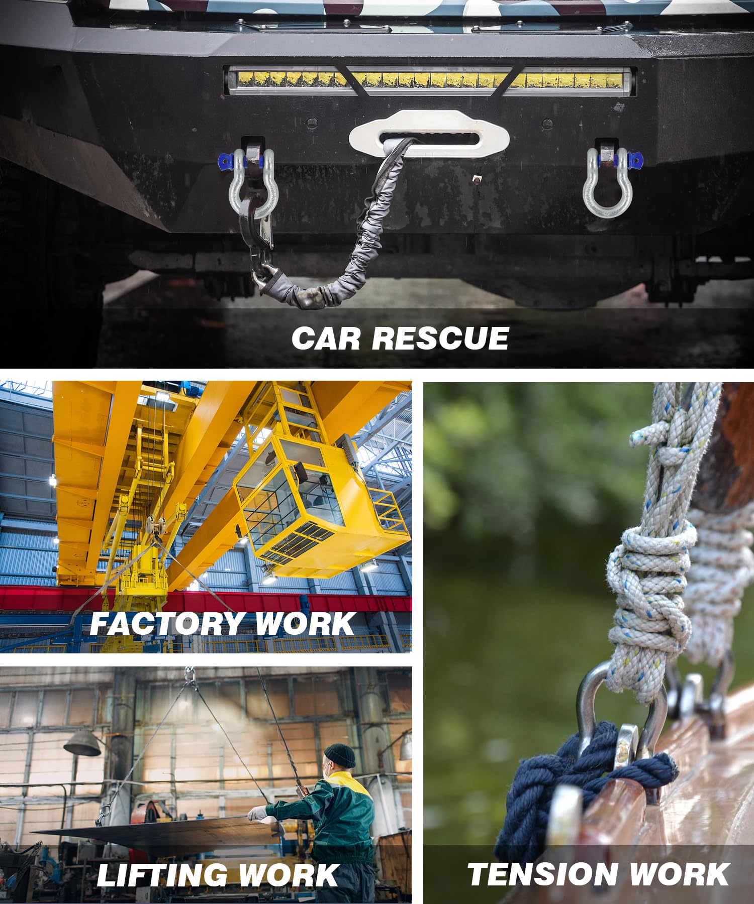 Krytonel shackles on off-road truck setup displaying ready-to-use recovery kit benefit