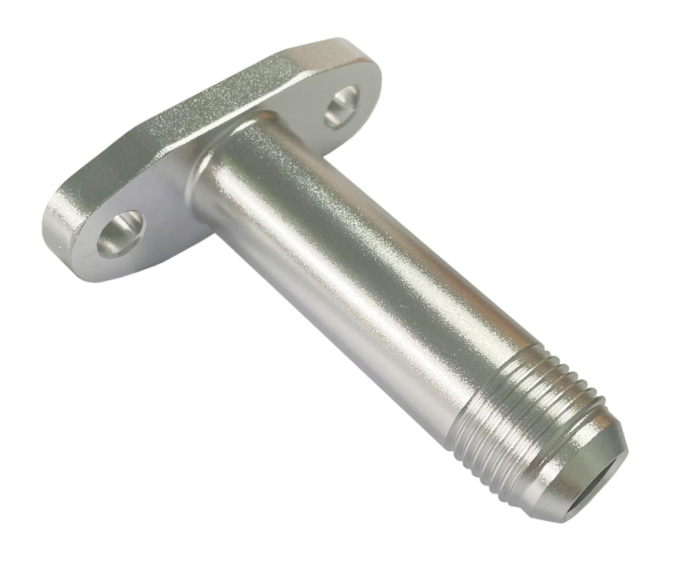 KSJED adapter installed on turbocharger, clean oil return routing benefit