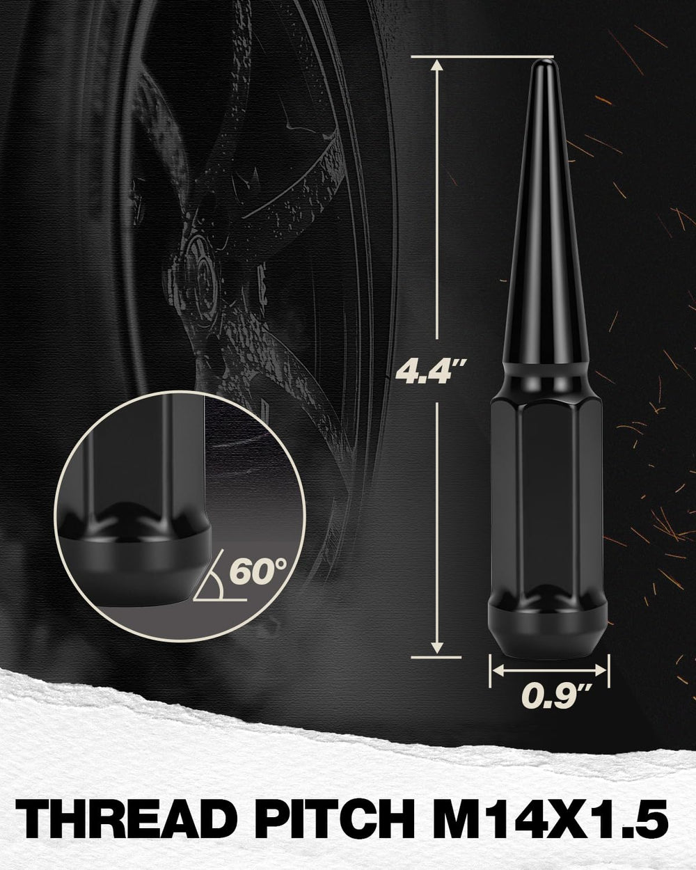 KSP PERFORMANCE close-up of spike tip detailing durable machining and aggressive styling benefit