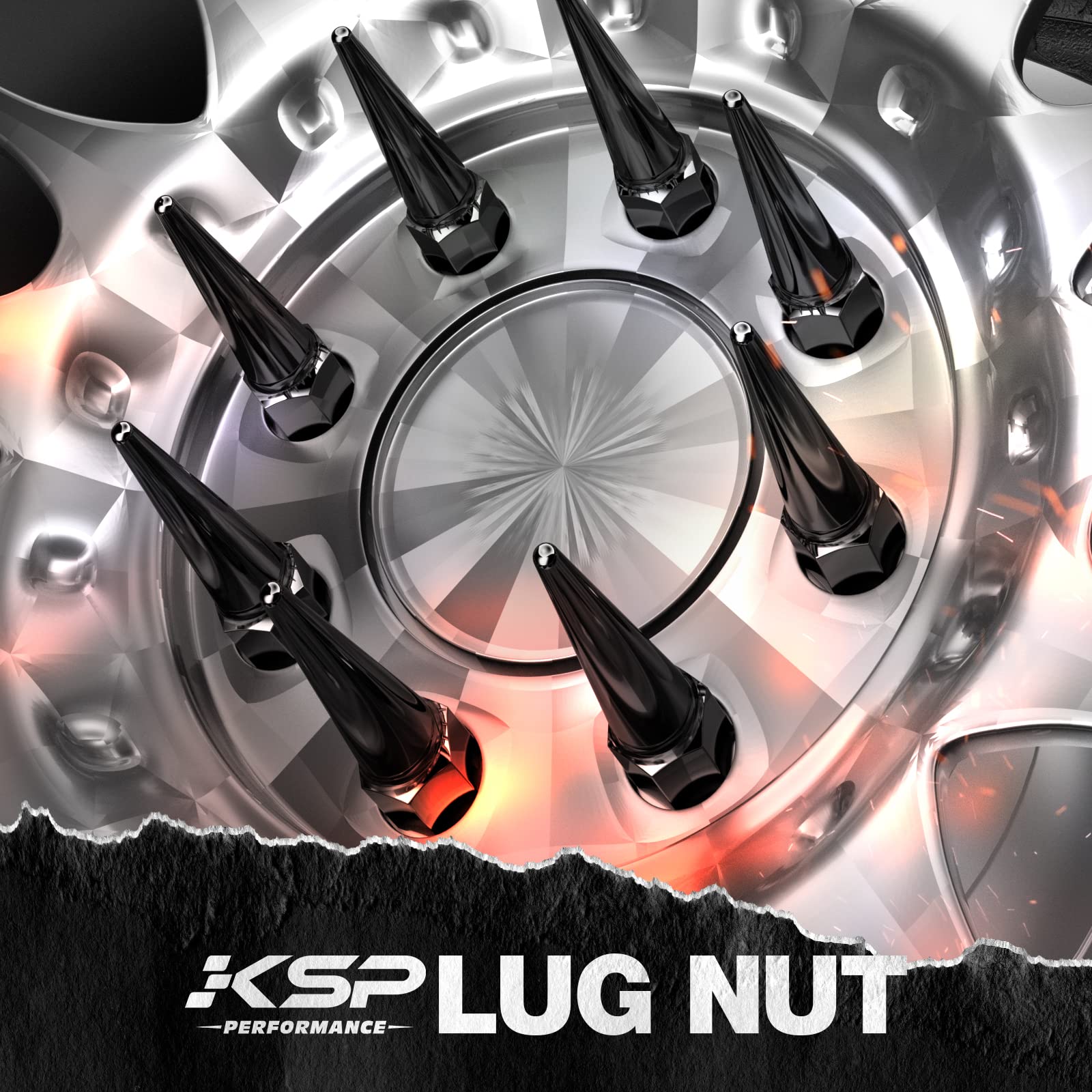 KSP PERFORMANCE lifestyle shot on truck wheel demonstrating rugged look and secure fit