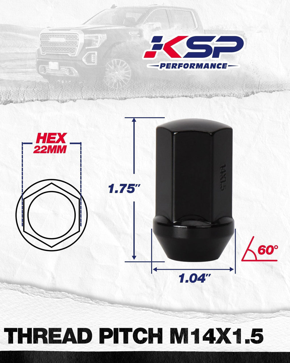 KSP PERFORMANCE close-up of threads and cone seat showing precise fit and safety