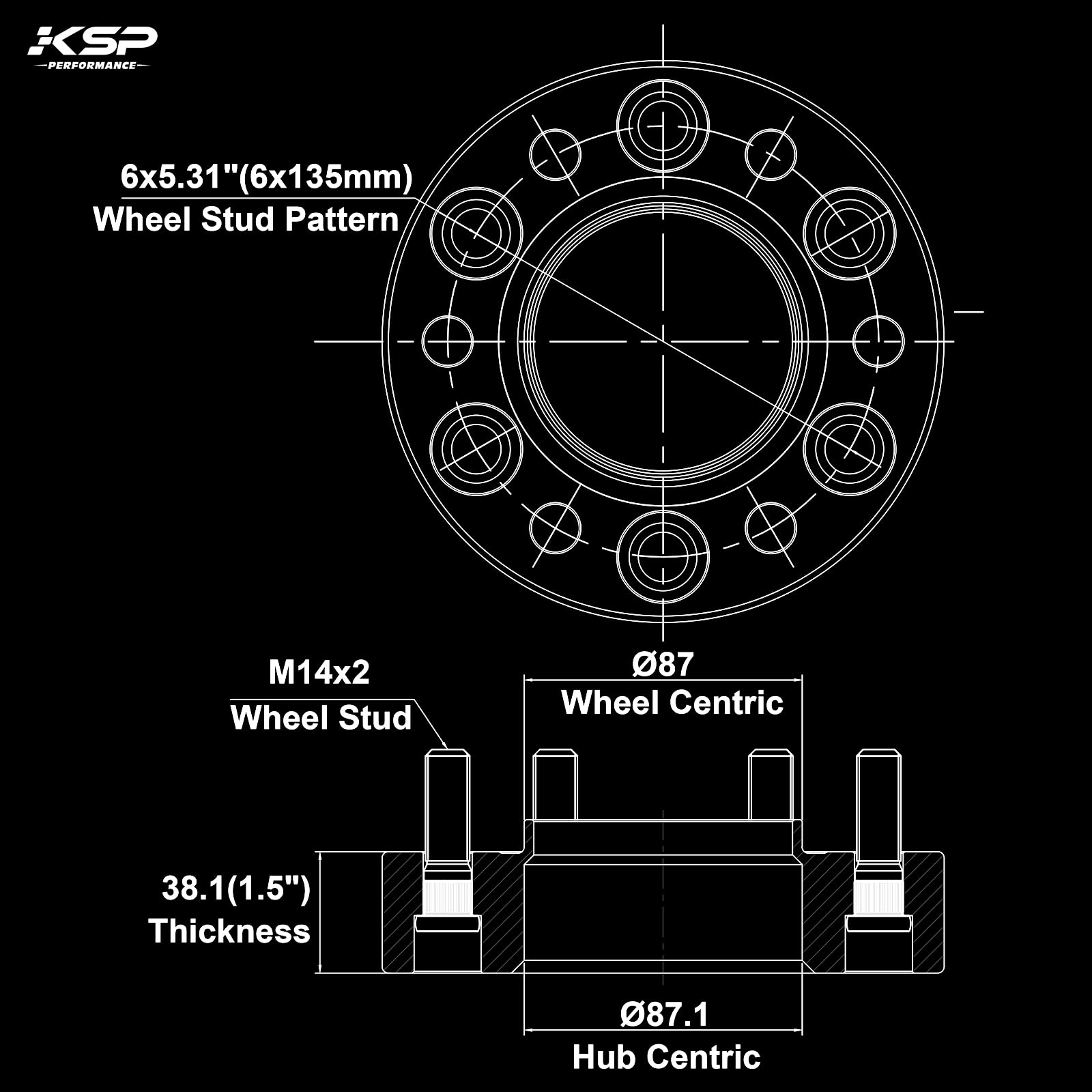 KSP PERFORMANCE close-up of machined spacer face highlighting precision and corrosion resistance