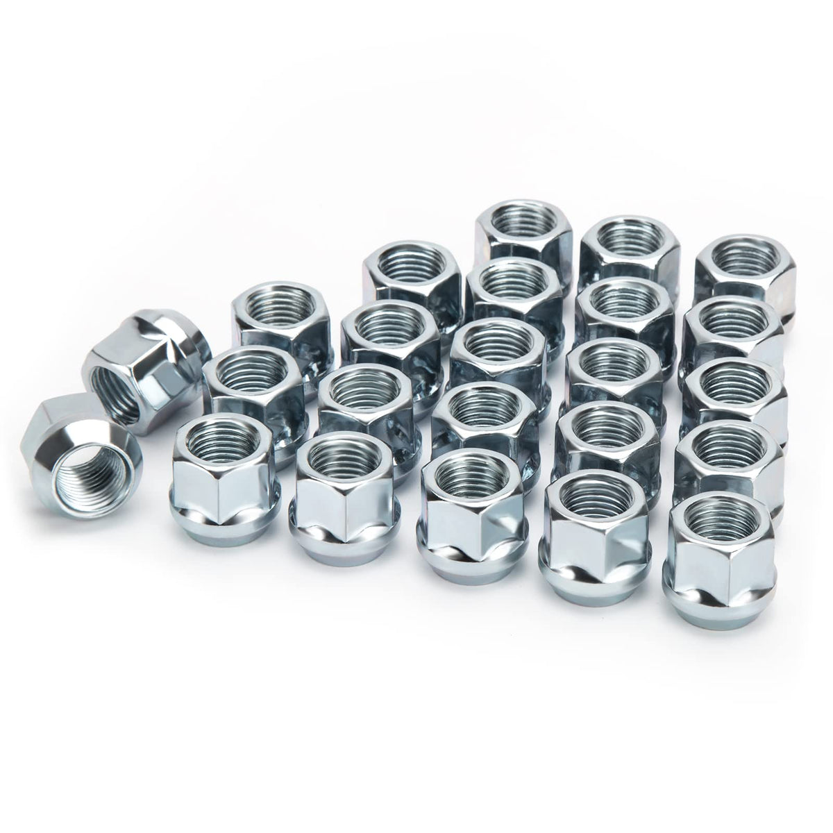KSP PERFORMANCE front view chrome lug nut set showing polished finish and complete kit