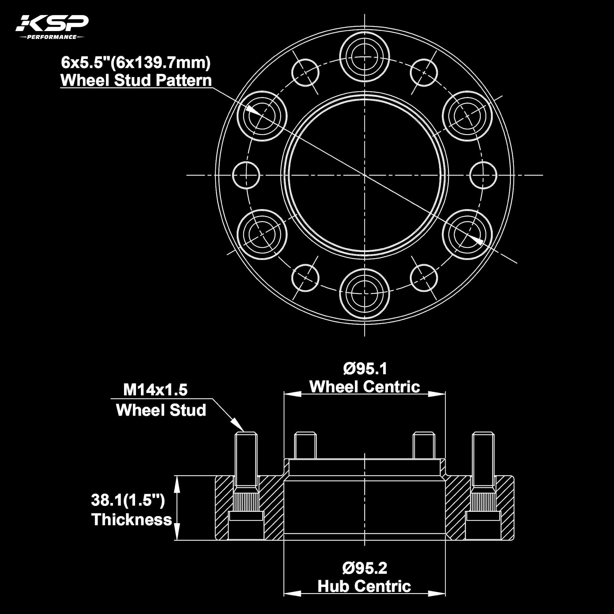 KSP PERFORMANCE side profile showing 1.5 inch thickness for wider stance benefit