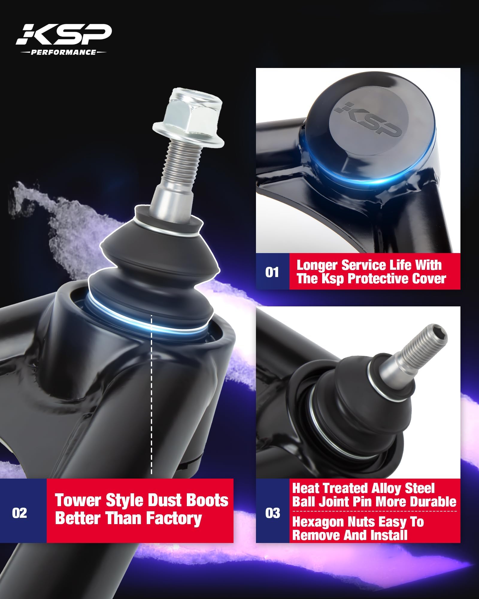 KSP PERFORMANCE ball joint with zerk for easy maintenance and longevity