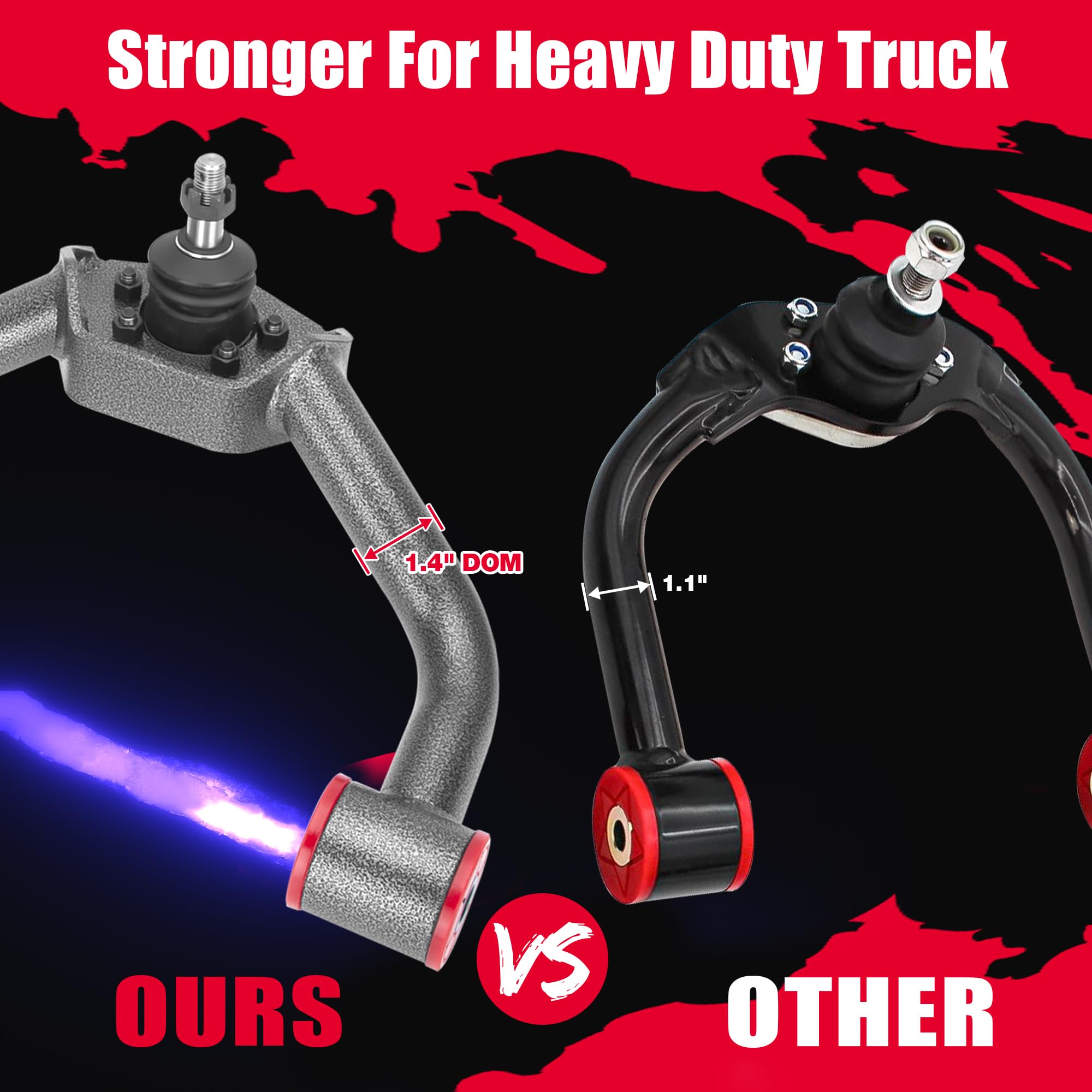 KSP PERFORMANCE arms mounted on truck showing restored alignment benefit