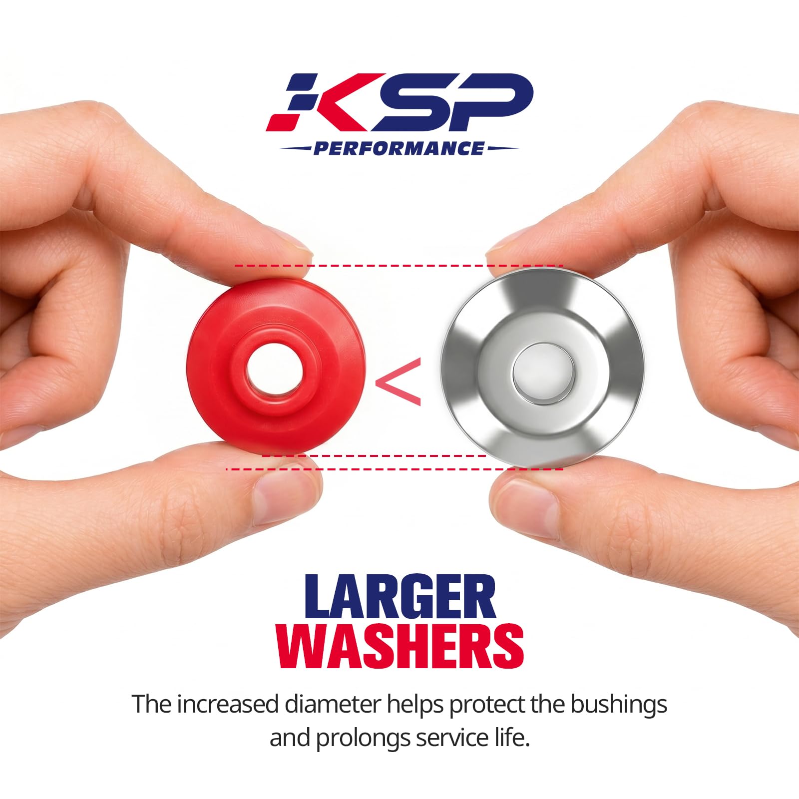 KSP PERFORMANCE large washer next to bushing showing even load distribution