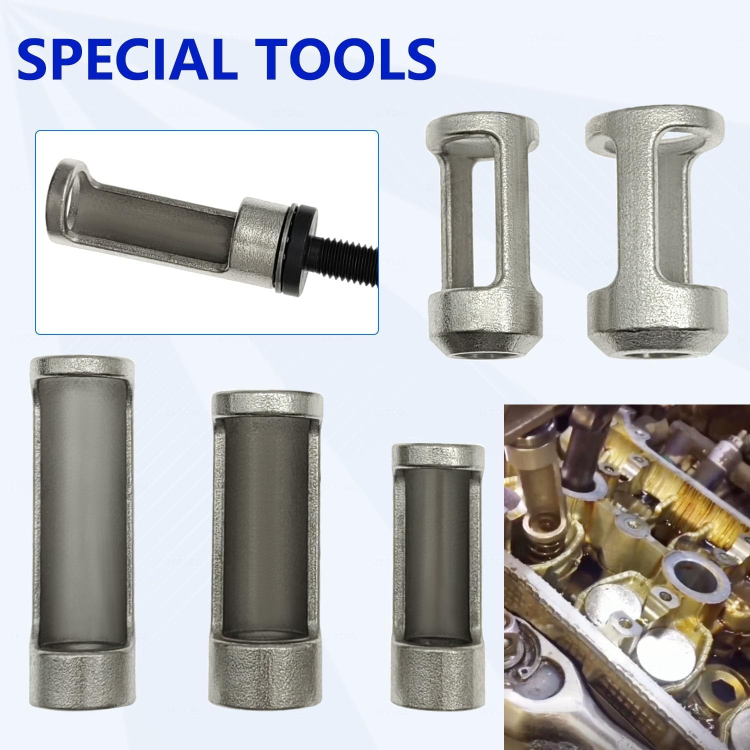 KTTOOL kit next to common hand tools showing compact size and workshop convenience